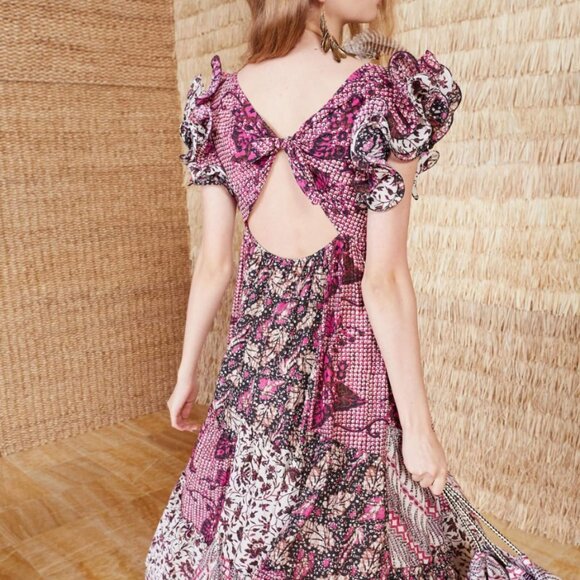 NWOT ULLA JOHNSON Zoya Midi Dress in Fuchsia XS $725 - Picture 5 of 9